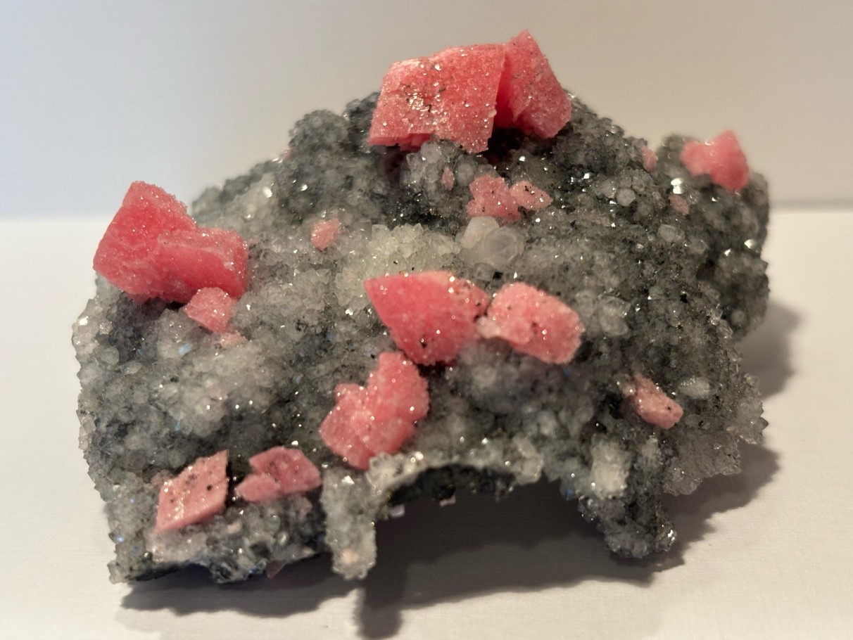 Rhodochrosite mineral with quartz matrix